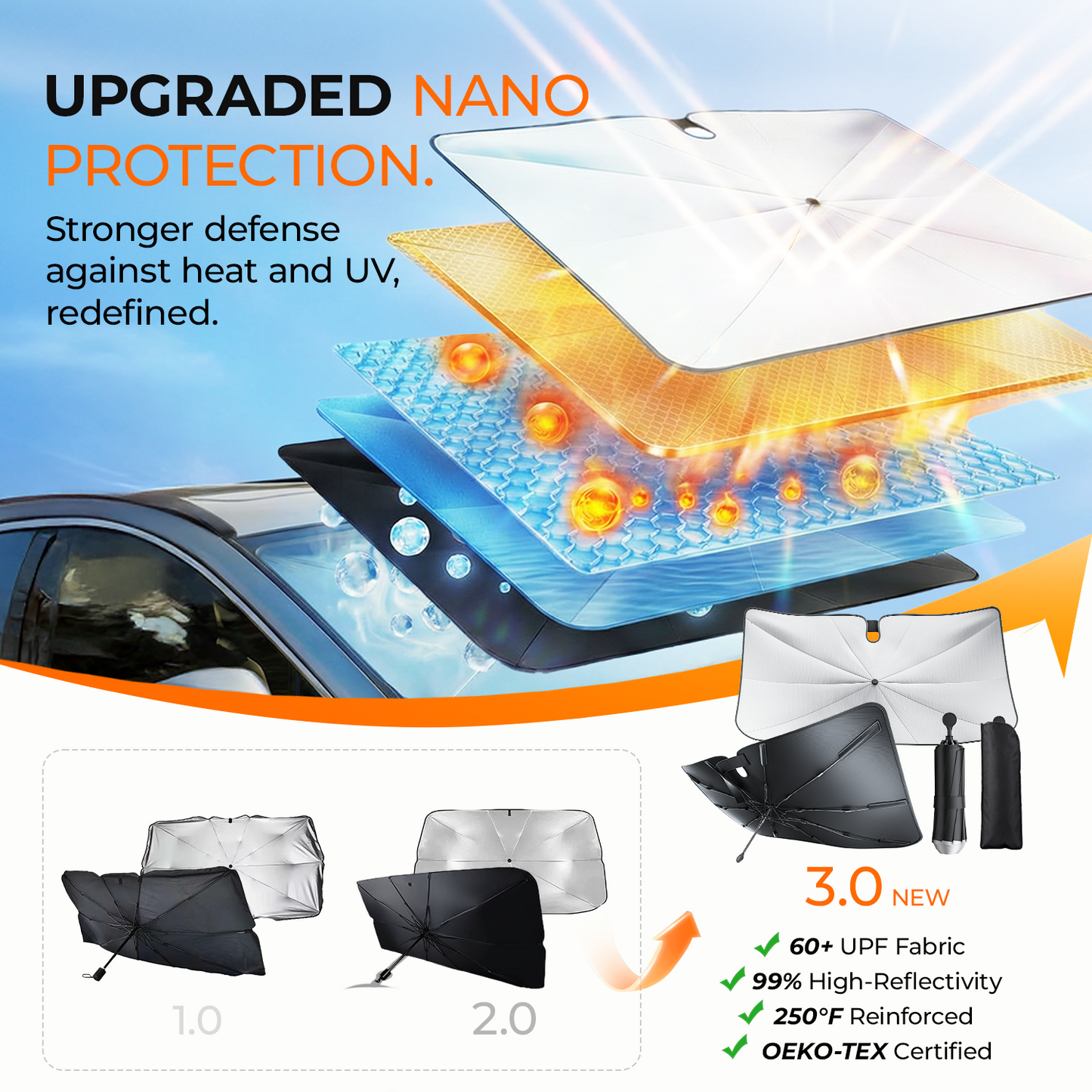 Windshield sun shade umbrella for Ford F150 2015-2026