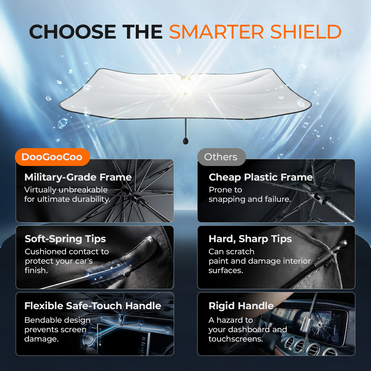 Windshield sun shade umbrella for Toyota Tacoma 2016-2026
