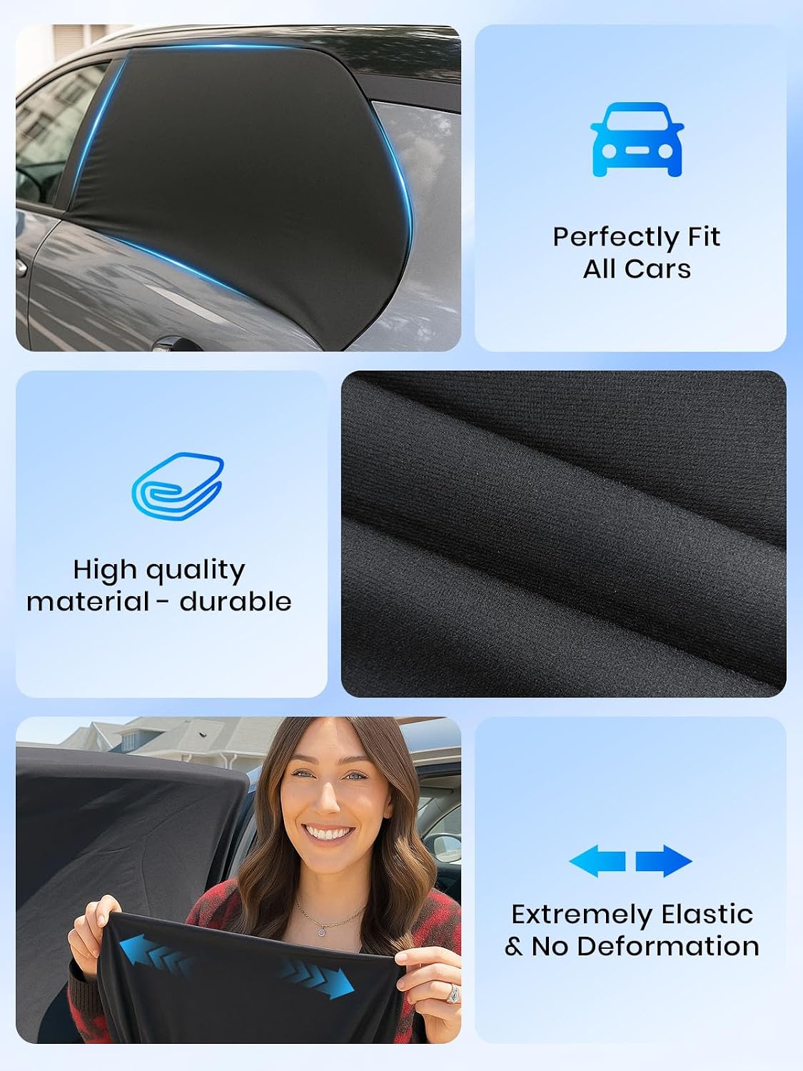 Car Window Shades for Baby, [100% UV Block & Ice-Crystal Cooling] Breathable Car Shade for Back Window Universal Fit for SUV, Sedan, Privacy & Safety (Medium), 2 Pack